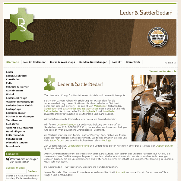 Lederbedarf, Sattlerbedarf, Möbelleder, Autoleder, Reitsportleder, Kunstleder, Lederwerkzeuge, Lederreparatur, Lederhaus – DS-LEDER & SATTLERBEDARF