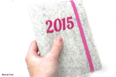 Kalender für 2015 mit Filzhülle – hellgrau mit pink