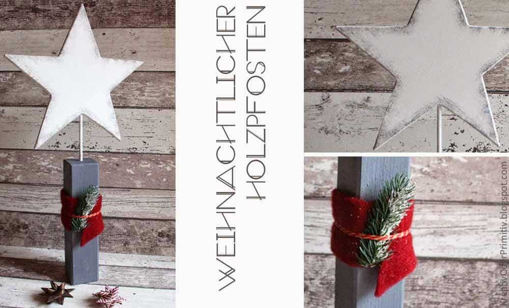 Weihnachtlicher Holzpfosten