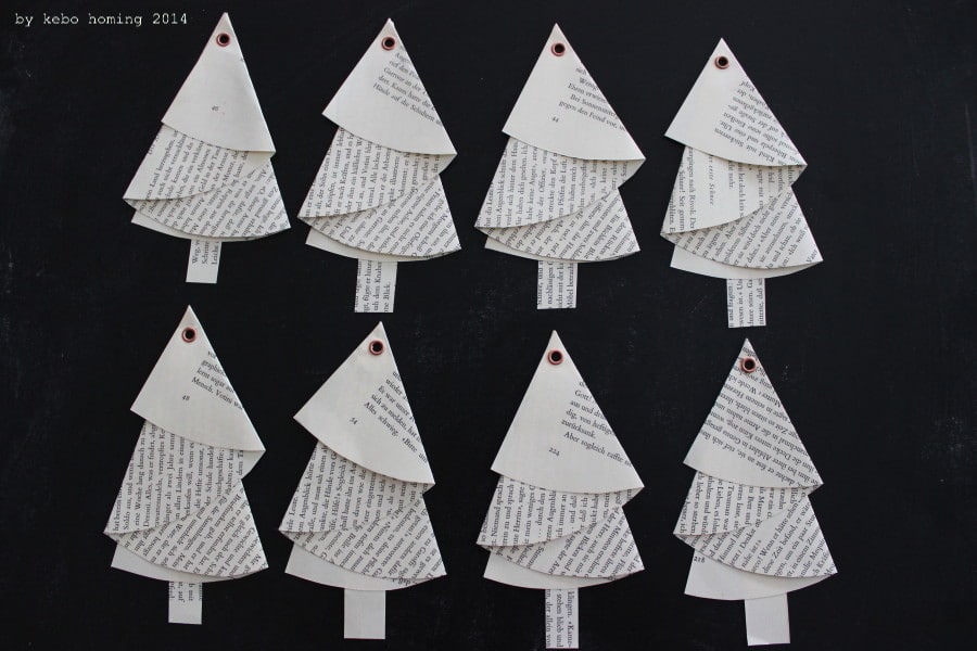 Und ich falte und falte.... Anleitung für die Bäumchen aus alten