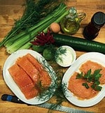 Fünf Gänge Silvester: 2. Lachsfrikadellen auf Gurkennudeln