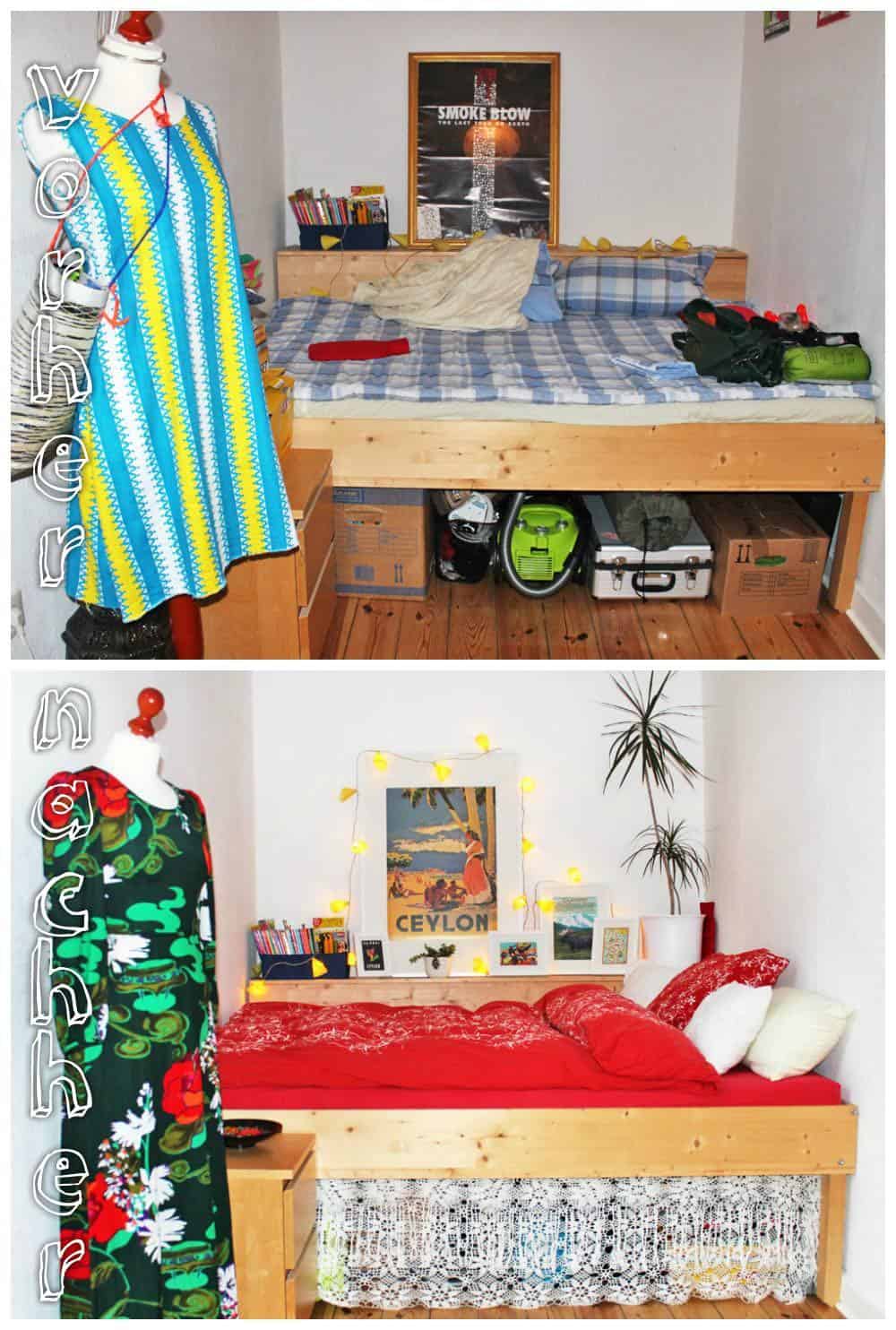 Gehäkelte Tischdecke als Vorhang