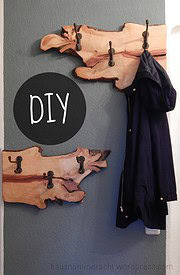 DIY-Garderobe aus einer Birnbaumwurzel