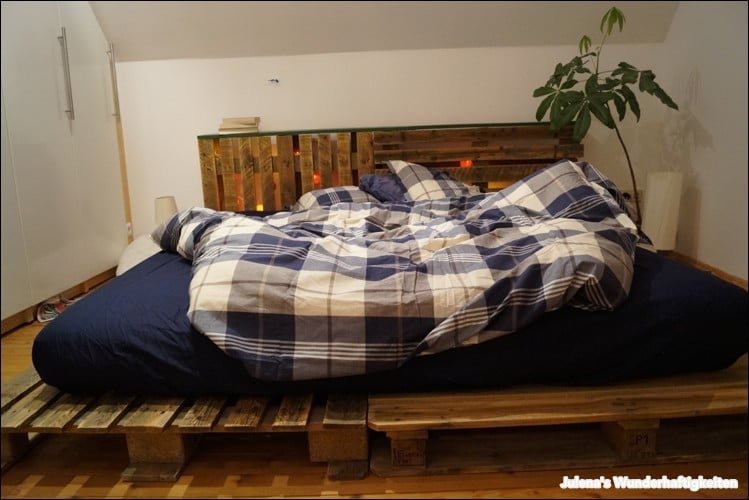 Unser Paletten-Doppelbett: DER SCHLAF IST DOCH DIE KÖSTLICHSTE ERFINDUNG. (H. HEINE)