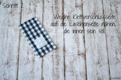 Klebeverschluss auf der Innenseite einer Handyhülle aus Männerhemden, Schritt 2, für DIY-Handyhülle aus Männerhemden.