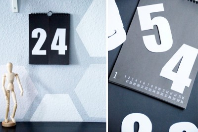 DIY Kalender mit Zahlen in schwarz/weiß