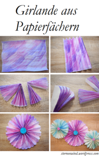 Papierfächergirlande mit Aquarellfarben