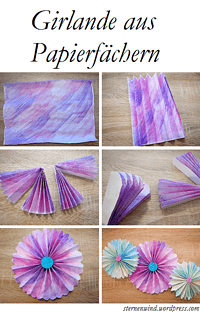 Papierfächergirlande mit Aquarellfarben