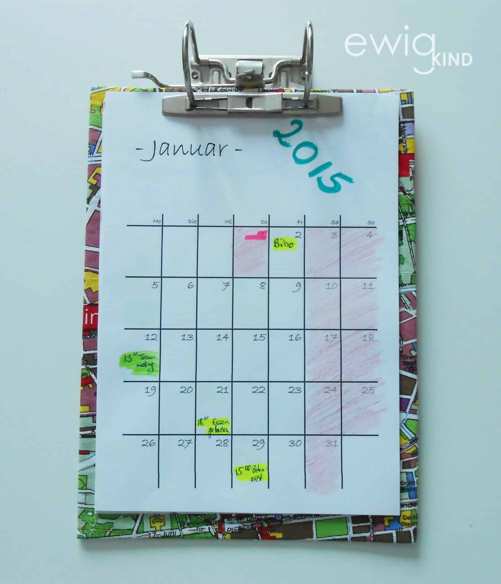 Schneller Kalender aus altem Aktenordner