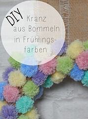 Kranz aus Bommeln in Frühlingsfarben