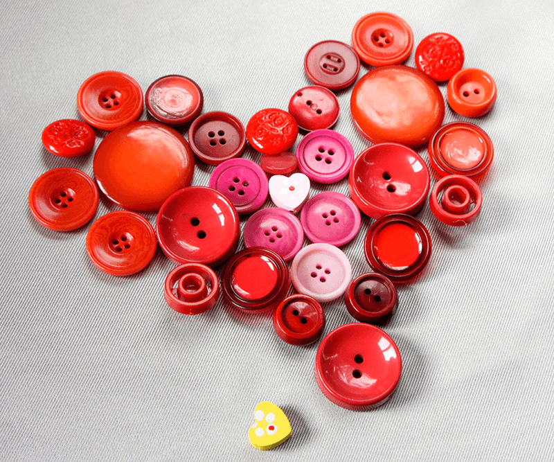 Knopfherzen zum Valentinstag