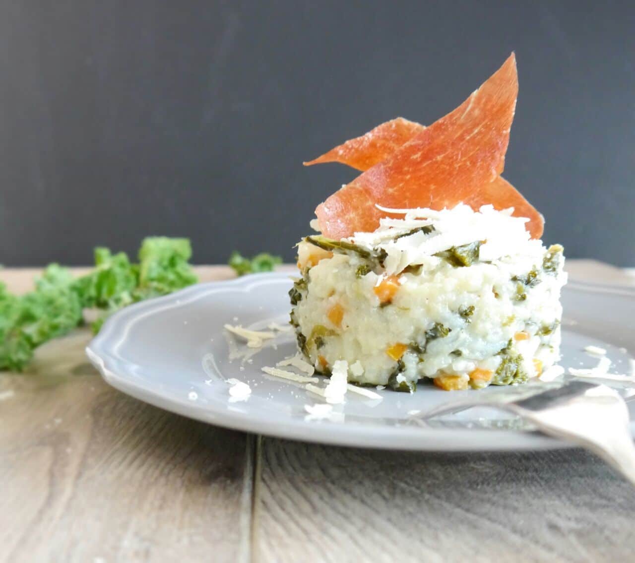 Grünkohlrisotto mit Schinken-Chips von den [Foodistas]
