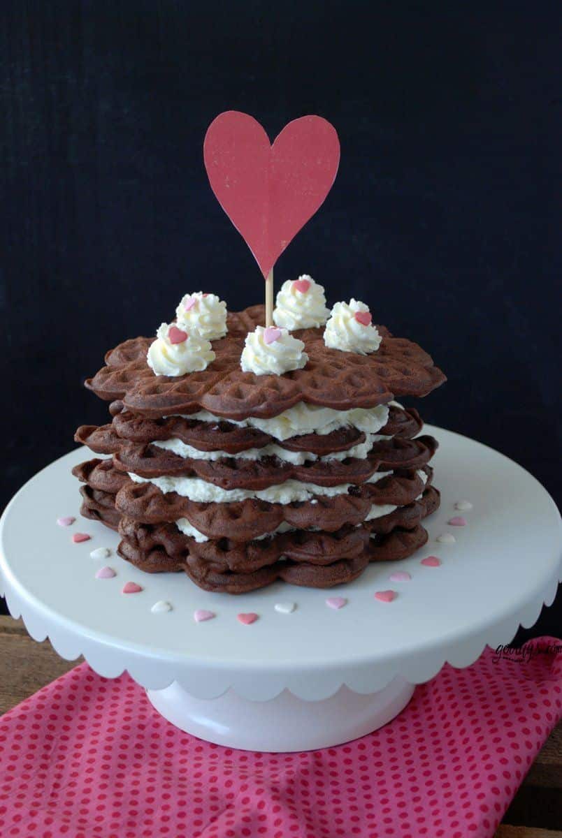 Waffeltorte für den Valentinstag