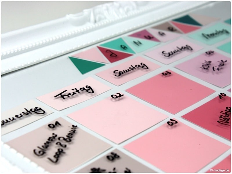 DIY Wandkalender aus Farbkarten