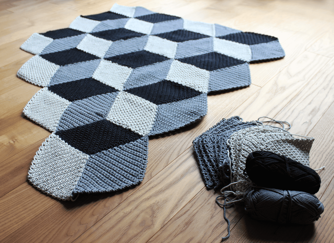 Geometrische Häkeldecke mit 3D-Effekt