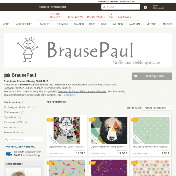 BrausePaul-Shop – Stoffe und Lieblingsstücke
