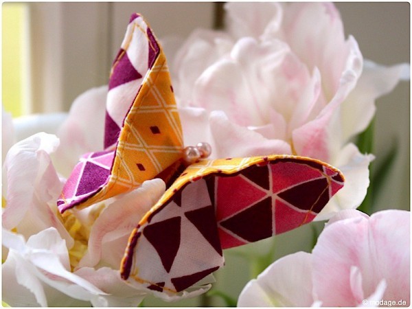 Origami Schmetterling aus Stoffresten nähen