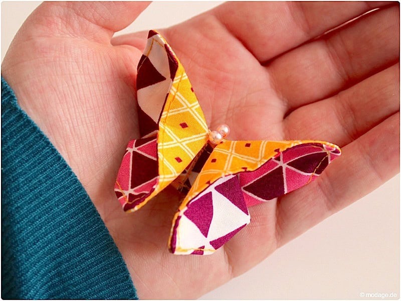 Origami Schmetterling aus Stoffresten nähen