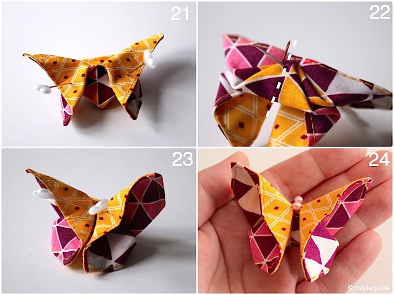 Origami Schmetterling aus Stoffresten nähen