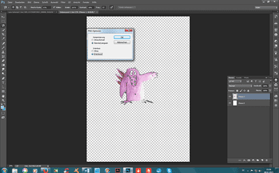 Digitales Monster-Design in Photoshop mit transparentem Hintergrund, geeignet für Printables und Cliparts, passend zum Thema eigene Zeichnungen in Printables umwandeln.