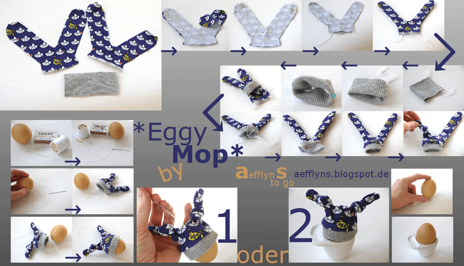 Eiermützchen ‚EggyMop‘ – Osterschmuck und Eierwärmer