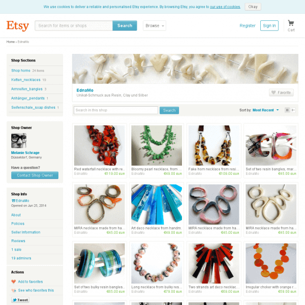 Edna Mo auf Etsy: Unikat-Schmuck aus Resin, Clay und Silber.