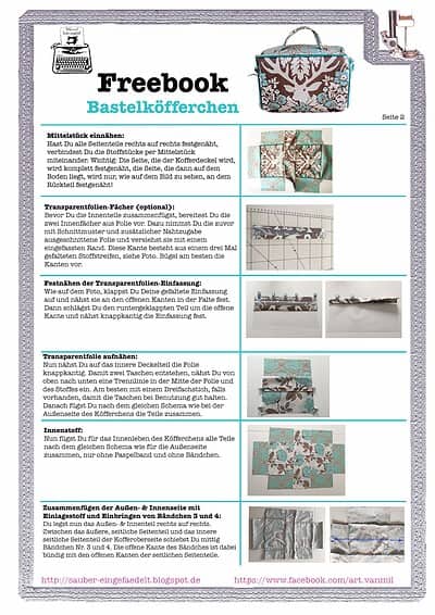Kreatives Bastelköfferchen mit Stoffen, Griff und Verschluss, ideal für Kinder und DIY-Projekte, passend zum Thema Köfferchen nähen.