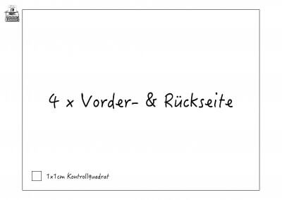 Schnittmuster für ein kleines Köfferchen mit Vorder- und Rückseite, inklusive Kontrollquadrat für Maßangaben, ideal für Nähprojekte im Bereich Handmade Kultur.