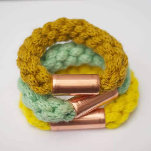 Strickliesel-Armband mit Kupfer