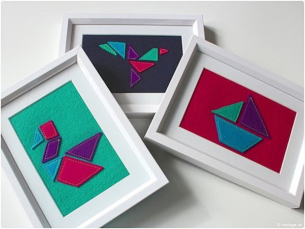 Tangram Wandbilder aus Filz