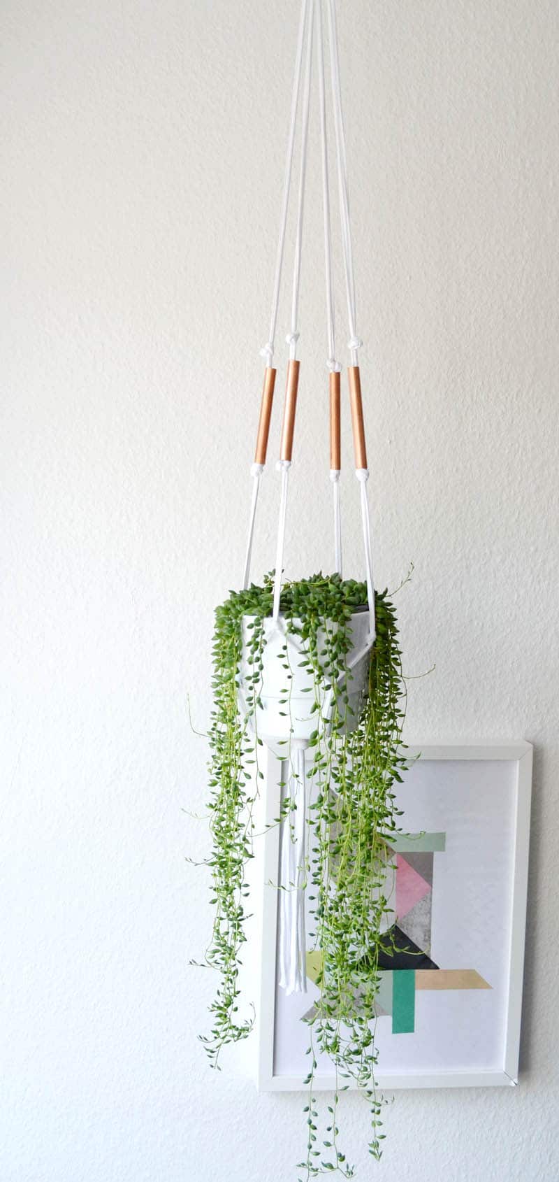 Edle DIY Makramee Blumenampel mit Kupferrohr