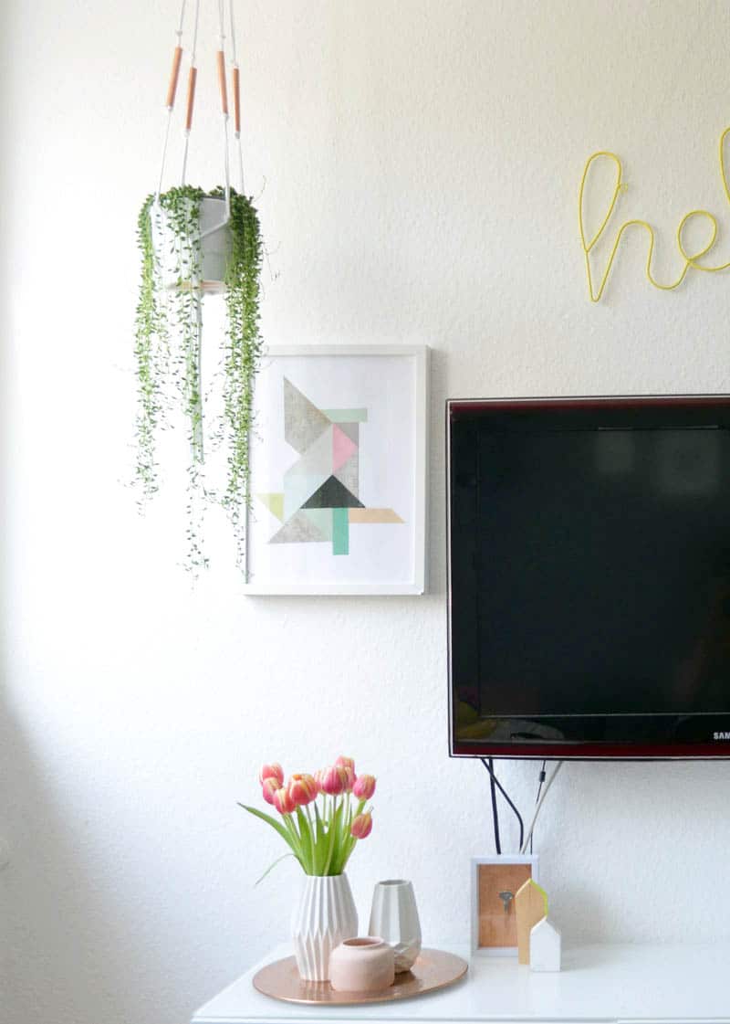 Edle DIY Makramee Blumenampel mit Kupferrohr