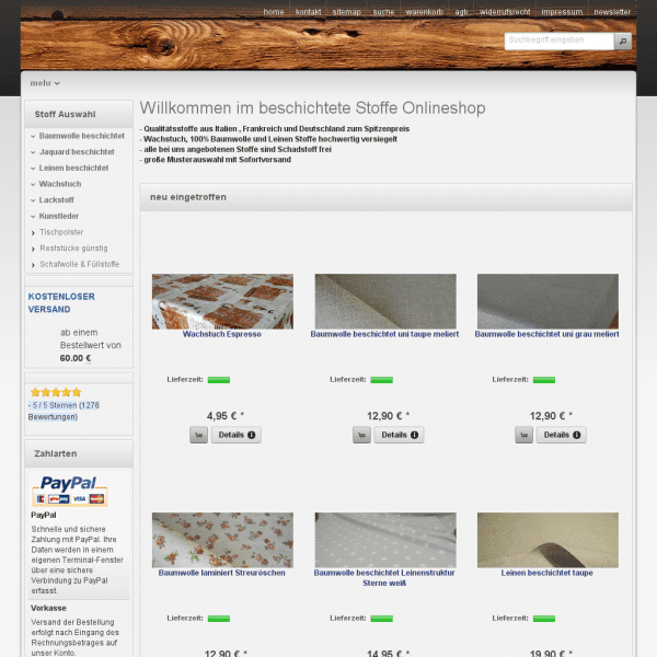 beschichtete Stoffe Baumwolle und Leinen  Meterware online kaufen bei – Maßarbeiten