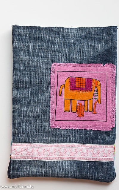 Recycelte Jeans-Tasche mit Elefanten-Motiv, handgefertigt, nachhaltiges Upcycling, kreative Kinderaccessoire, umweltfreundliche Mode, Handmade Kultur.