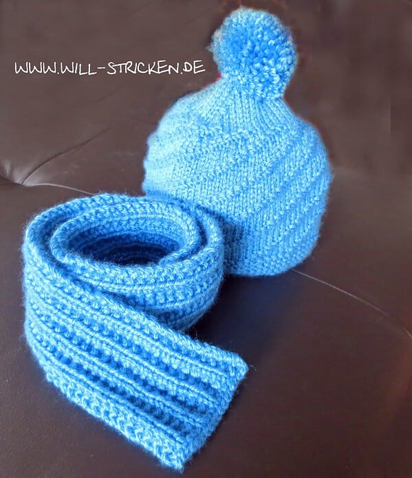 Kindermütze und Schal Strickanleitung