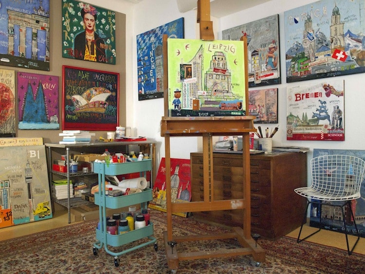Collagen und Kunstdrucke auf Leinwand