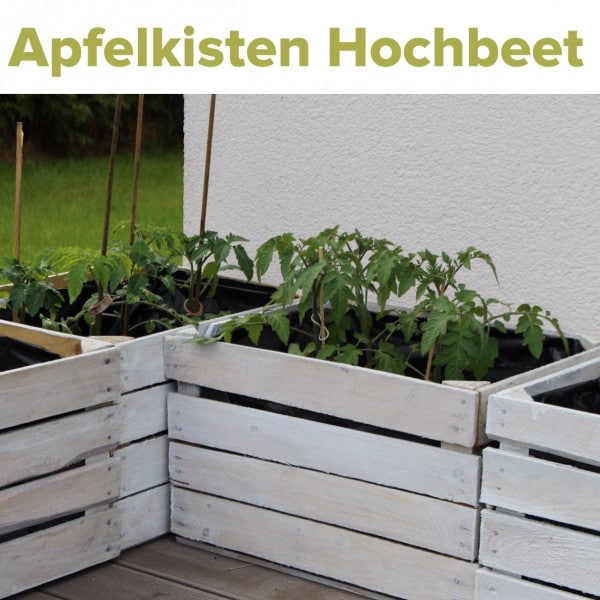 Hochbeet aus alten Obstkisten & Schilder aus Schiefer