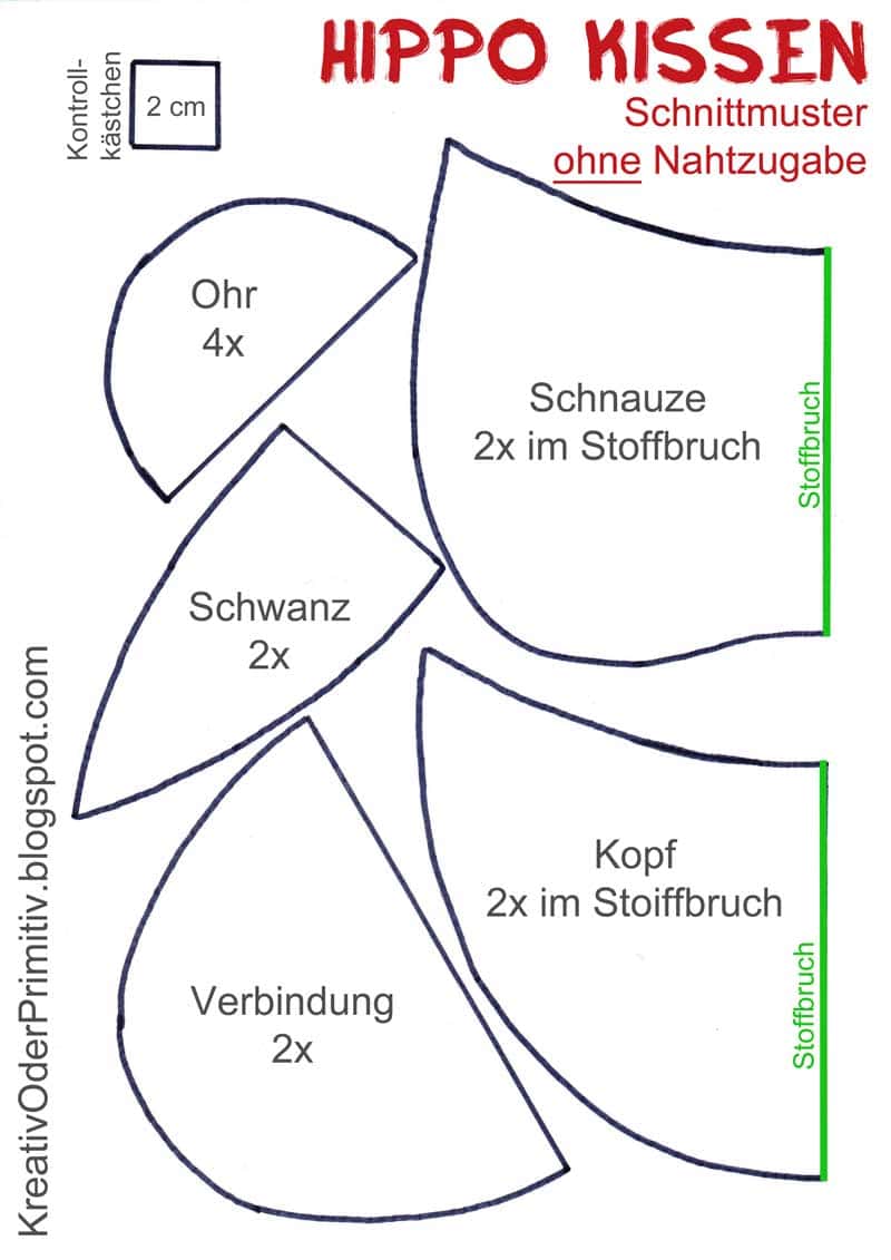 Nilpferdkissen Nähanleitung Handmade Kultur