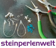 Schmuckzubehör, Zangen, Perlen und Ohrhaken für handgemachten Schmuck bei Steinpenwelt, kreative Schmuckgestaltung, DIY Schmuck, Edelsteinperlen, Schmuckwerkzeug.