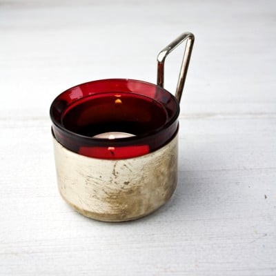 Teelichthalter Nachtkerze mit herausnehmbarem Glas