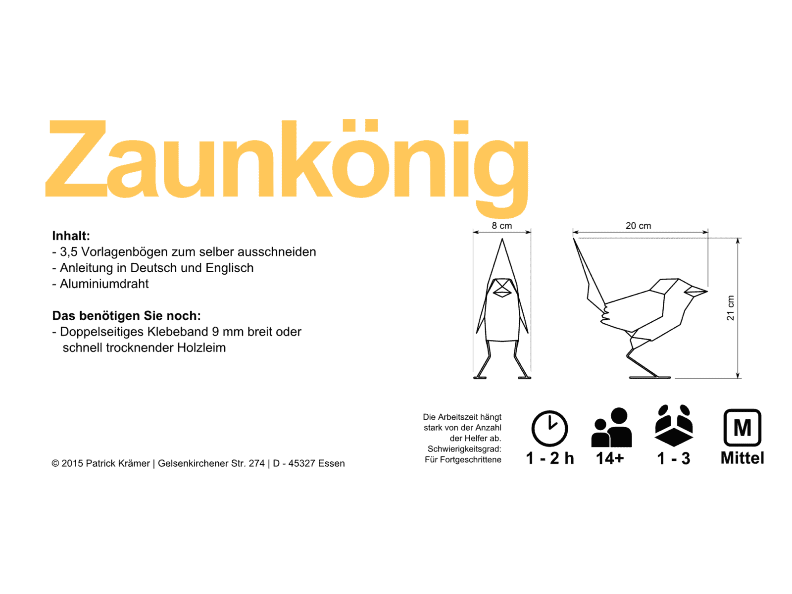 Zaunkönig aus Papier