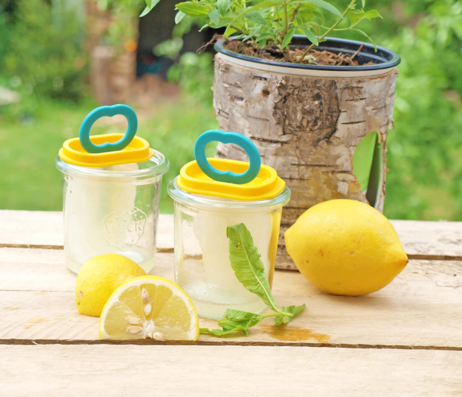Zitroneneis und Limonade mit Zitronenverbene