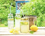 Zitroneneis und Limonade mit Zitronenverbene