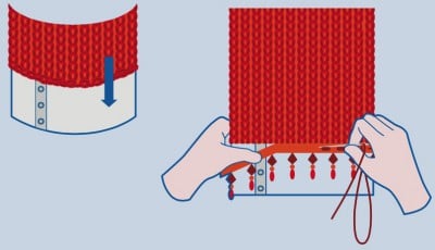Schritt-für-Schritt-Anleitung zum Stricken eines Lampenschirms mit der Strickmühle MAXI, inklusive Anleitung zum Anbringen der Fransen.