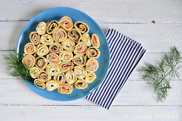 Dreierlei herzhafte Pfannkuchenröllchen
