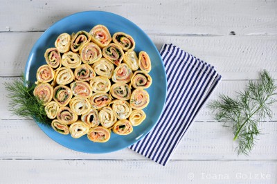 Dreierlei herzhafte Pfannkuchenröllchen