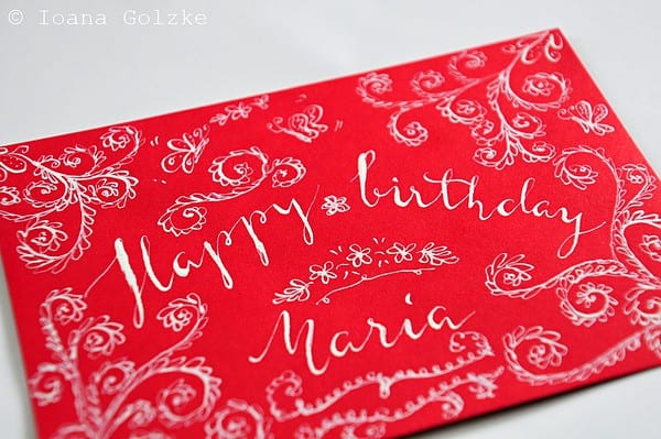 Lettering: Geburtstagskarte, Umschlag und Geschenk
