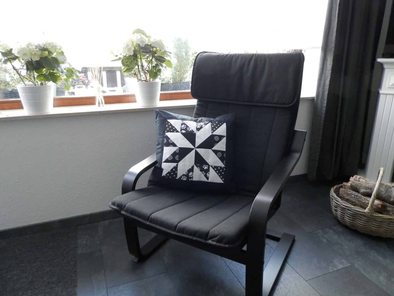 Patchwork Sternkissen – Lone Star black and white