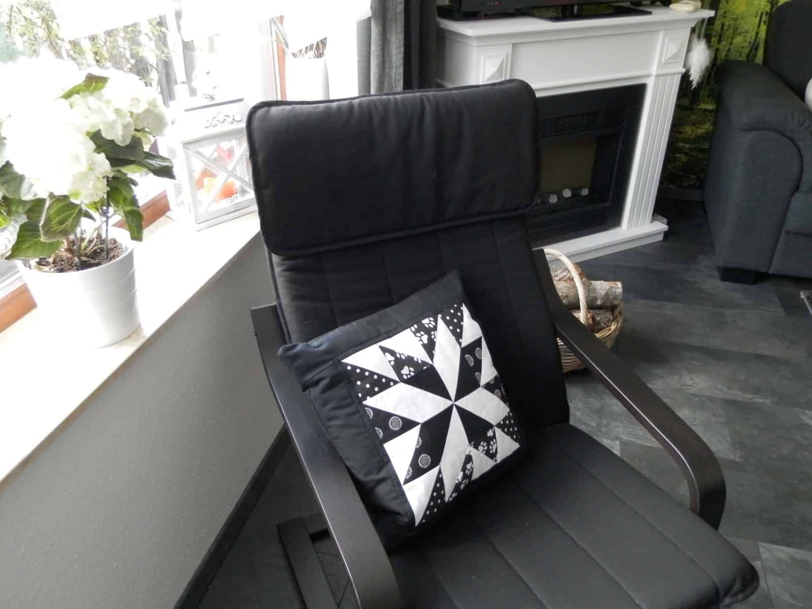 Patchwork Sternkissen – Lone Star black and white