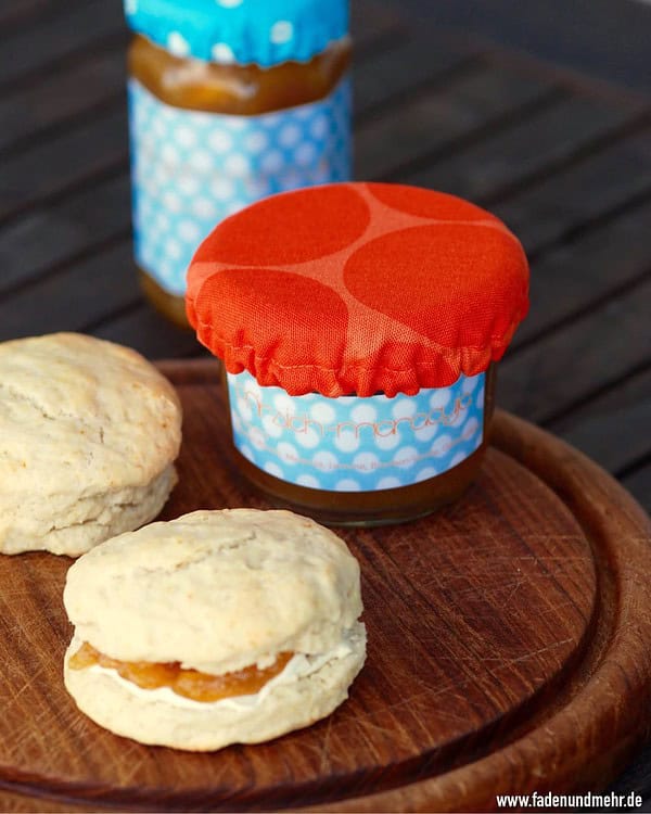 Es wird exotisch fruchtig...Rezept für Marmelade und Scones sowie Anleitung einer Marmeladen-Glas-Haube